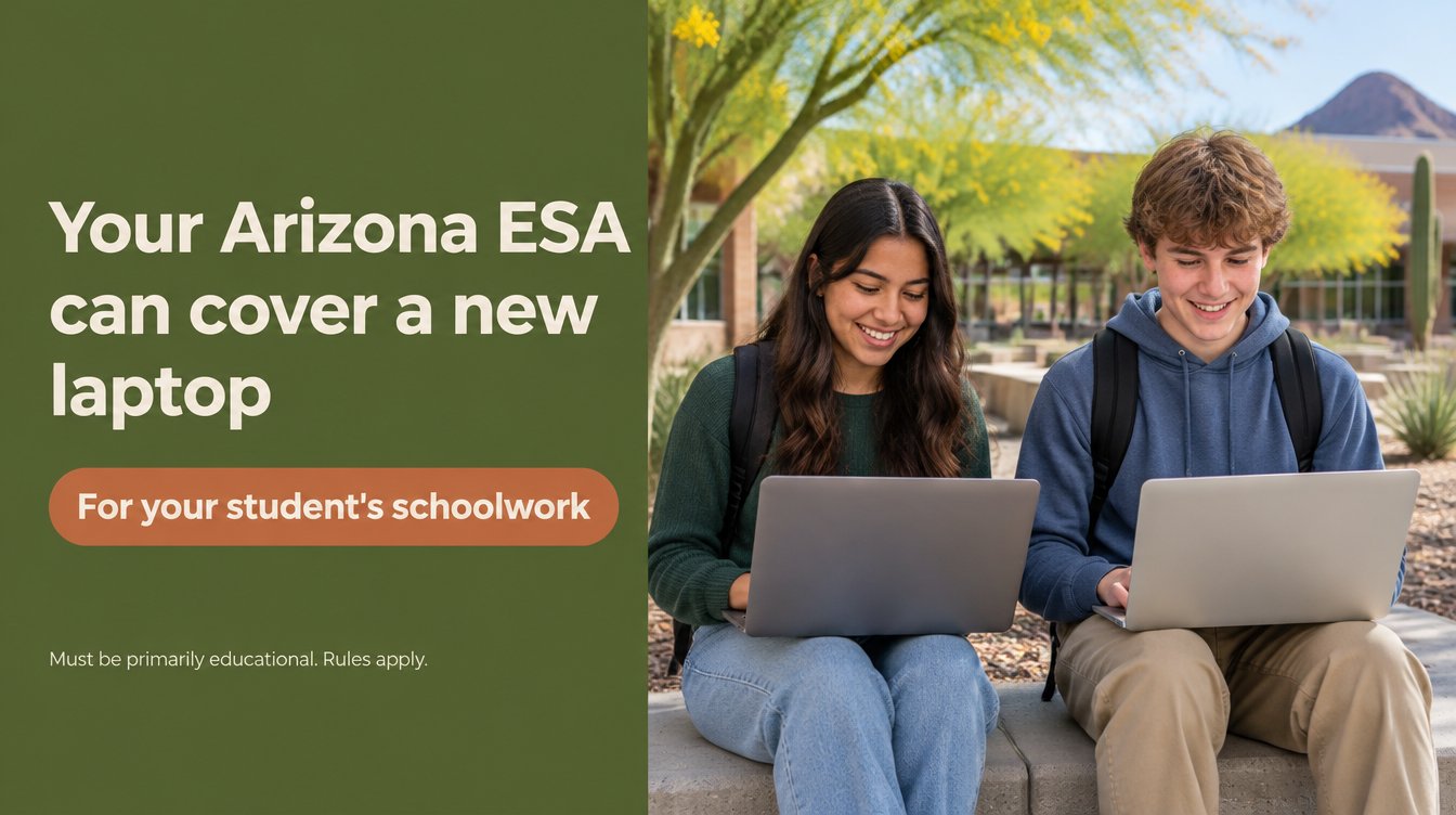 Arizona ESA: a new laptop for your Phoenix student's schoolwork Arizona ESA can cover a new laptop for Phoenix students when it is used for schoolwork